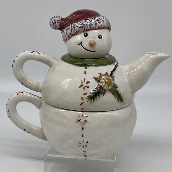 Tracy Porter Other - Jingle Bell Snowman Tracy Porter Let’s Hang Mistletoe 3 Pc Teapot & Mug Gift
